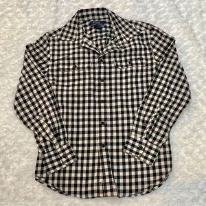 Polo Ralph Lauren 10/12 Boy’s Black and Cream Checkered Flannel Shirt 👔